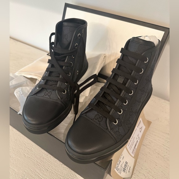 NIB GUCCI Monogram High TopSneakers Black - Picture 1 of 11